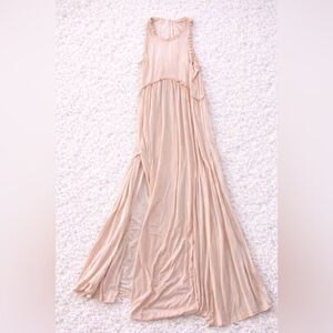 Boho Blush Maxi Dress Flowy Sleeveless High Slit Romantic Cottagecore M nwt
